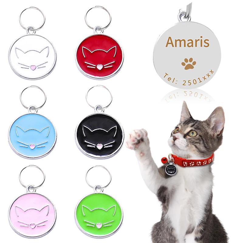 

Lovely Personalized Pet Collar Free Engraved Name Tel ID Tags Customized Pet Necklace For Cats Tag kitten Accessories Anti-lost