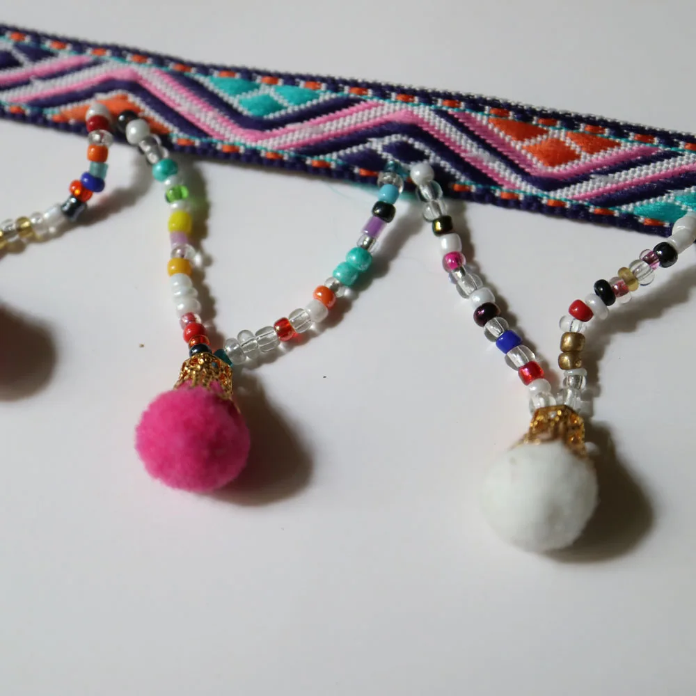 1 ярд народные украшения с бахромой из бисера на заказ для одежды и сумок