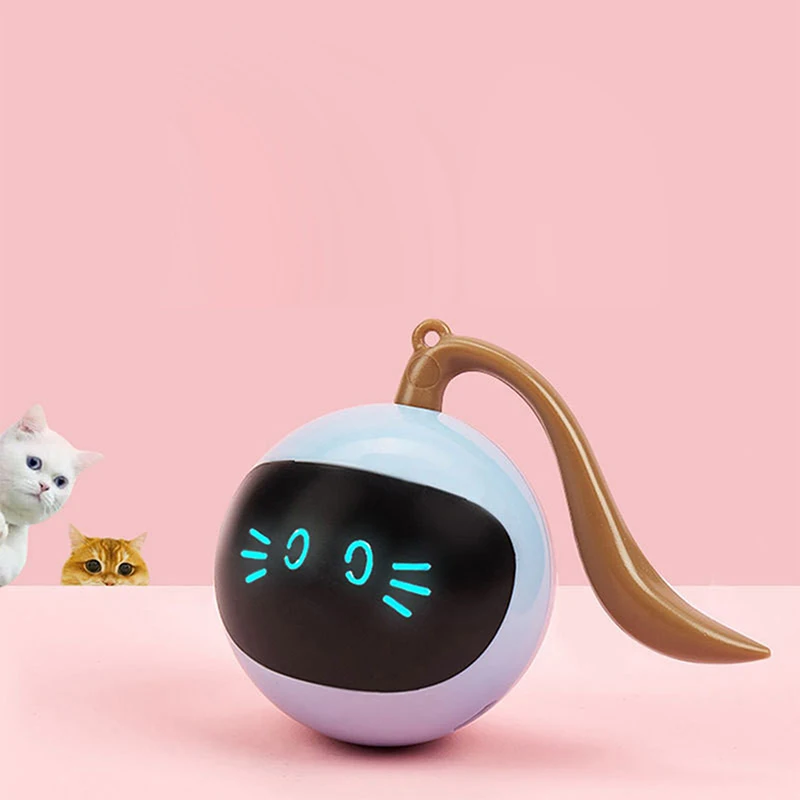 

LED Self Rotating Ball Toys USB Rechargeable Kitten Electronic Ball Toys Cat