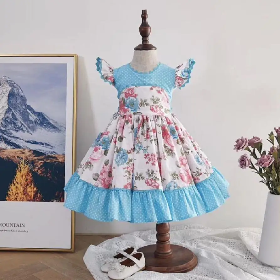 

Baby Girl Clothes Summer New Spanish Girls Dress Sleeveless Print Sweet Cute Dress Turkey Vintage Princess Dress For Girls Y2926