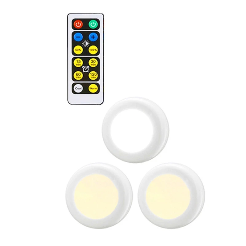 

67JA Wireless RGB RGBW LED Puck Light with Remote Control Under Cabinet Closet Light Stick On Lights For Kitchen Wall Wardrobe