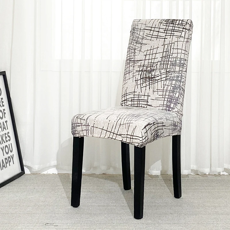 Спандекс Геометрия упругие печати обеденный стул Cover анти-грязный Кухня сиденье