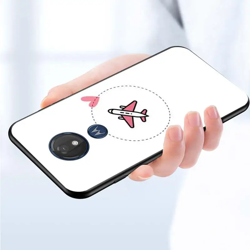 

Cartoon Air Plane Travel for Motorola G9 G8 G E7 E6 One Play Marco Hyper Fusion Stylus Power Edge Plus Black Phone Case