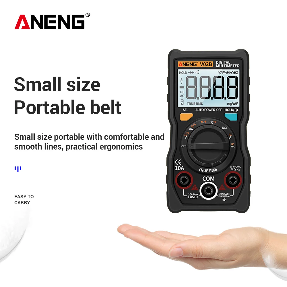ANENG V02B Аналоговый Цифровой мультиметр esr измеритель транзистора тестер мультиметровый мультиметр автоматический пиковый измеритель мощности Автомобильный мультиметр