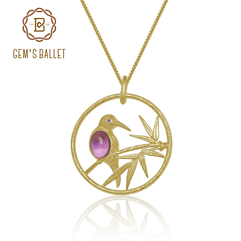 GEM'S балетное 925 пробы Серебряное золото птица бамбук кулон ожерелье для женщин