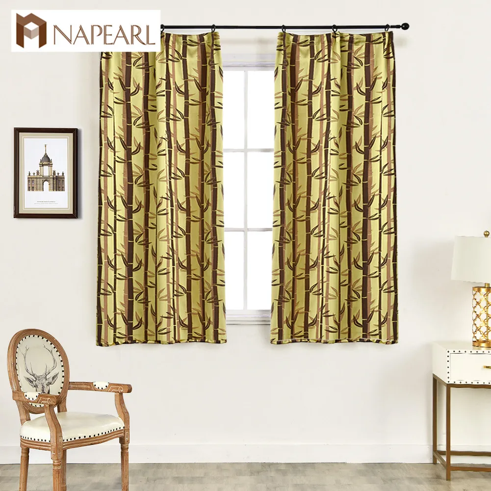 NAPEARL 1 шт. Короткие шторы для кухни бамбуковые жаккардовые в пасторальном стиле