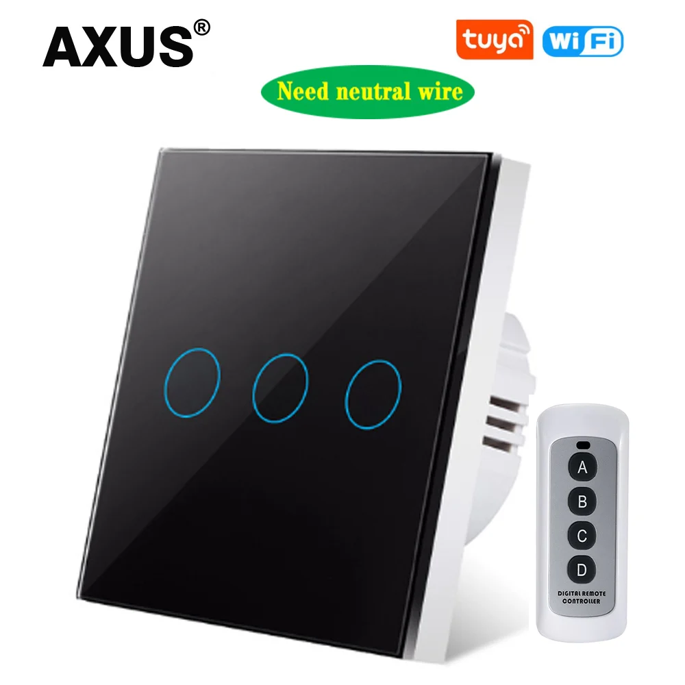 Настенный сенсорный выключатель AXUS с поддержкой Wi-Fi 1/2/3 клавиш | Обустройство