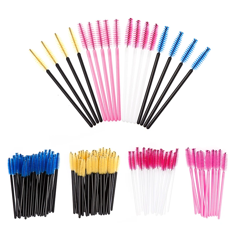 100/50 шт в наборе щеточку для ресниц Макияж щеточки Одноразовые Тушь палочки