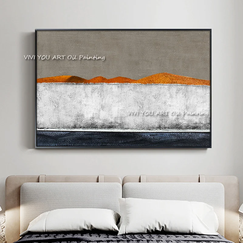 

The High Quality Handmade Nordic Oil Paintings On Canvas Wall Simple Mountain View Art Bursh Pictures For Living Room Decoration