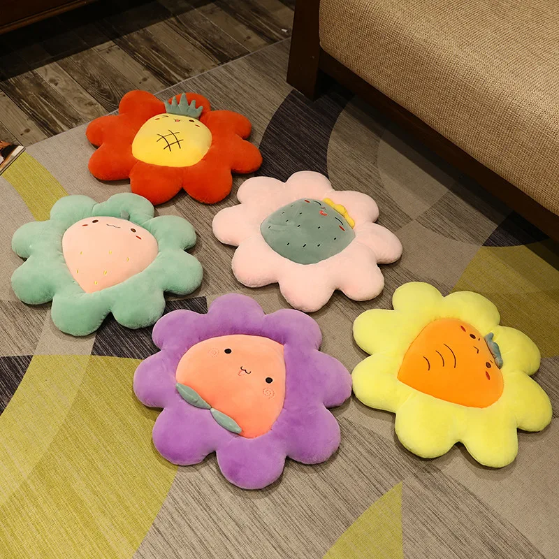 

Kawaii Soft Chair Cushion Fruit Flower Cushion Peach Carrot Room Decoration Toy Pineapple Cactus Strawberry Funny Birthday Gift