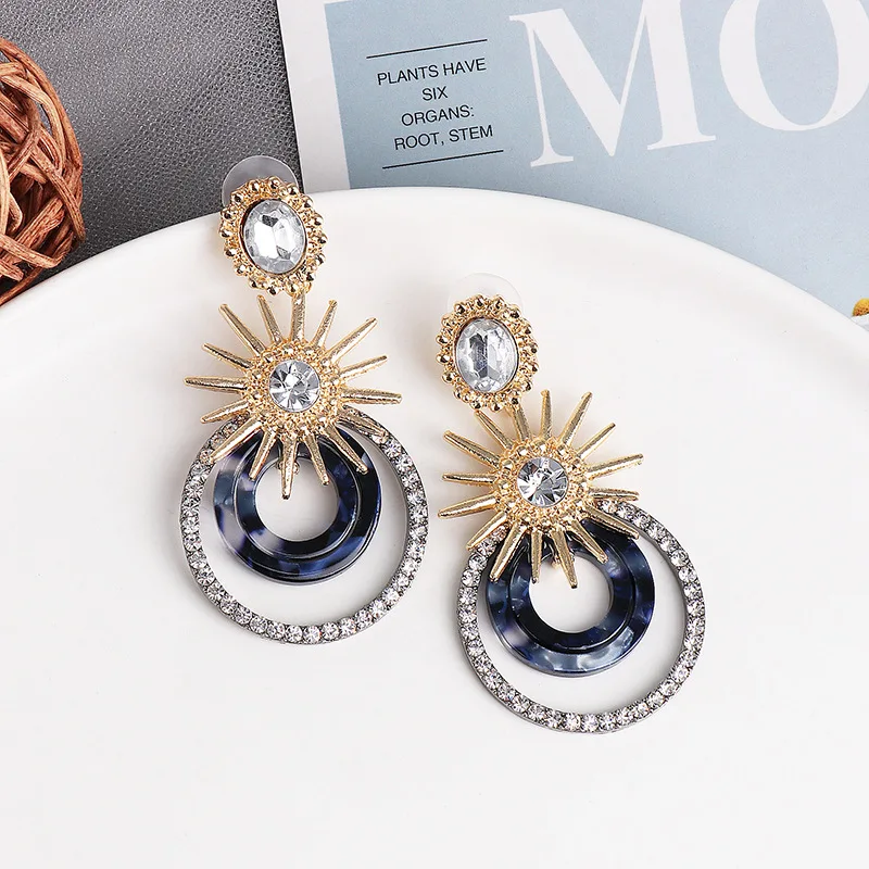 Геометрические большие круглые длинные серьги-подвески женские роскошные