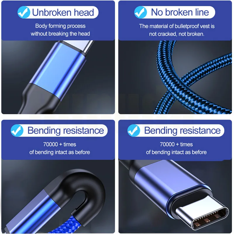 

3A 2m USB Type C Cable Micro USB Fast Charging Mobile Phone Android Charger Type-C Data Cord For Huawei P40 Mate 30 Xiaomi Redmi