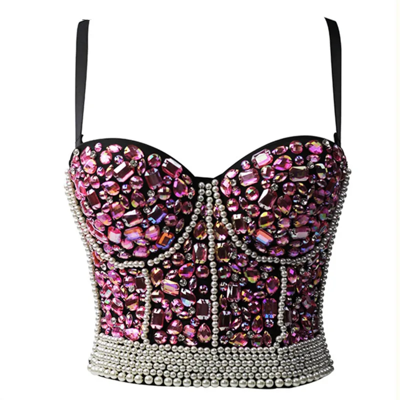 AB Стразы Жемчуг бюстгальтер слинг культур топы пикантные Роскошные Женский клуб