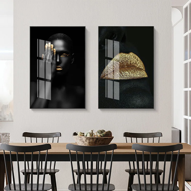 Сексуальная черная Женская холщовая настенная живопись Постер скандинавской