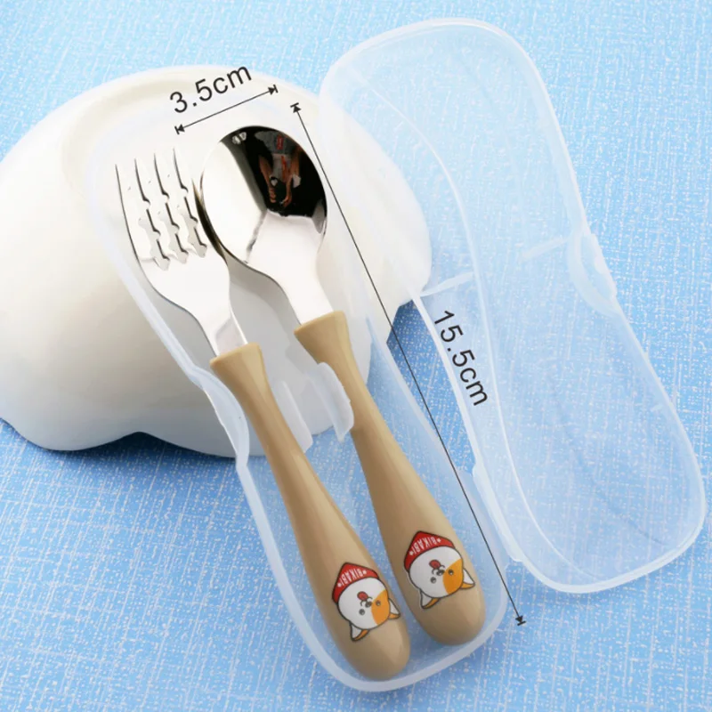 2 шт. милые детские столовые приборы из нержавеющей стали с рисунком детская