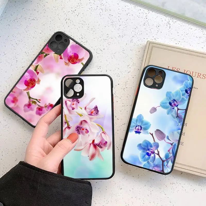 

Orchid Flowers Phone Case For iphone 12 11 7 8 plus mini x xs xr pro max matte transparent cover
