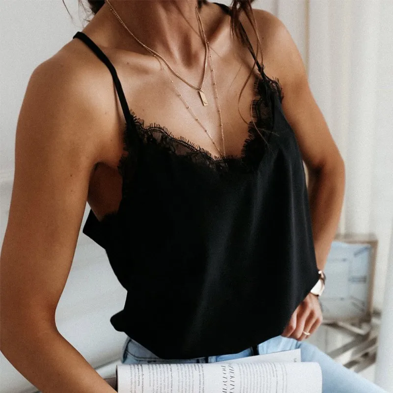 

Women's Top Lace Up V-neck Sleeveless Thin Strap Sexy Style Solid Color For Female