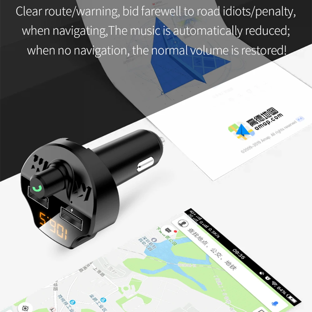 Универсальный Bluetooth 5 0 автомобильный fm-передатчик T66 двойной USB приемник для