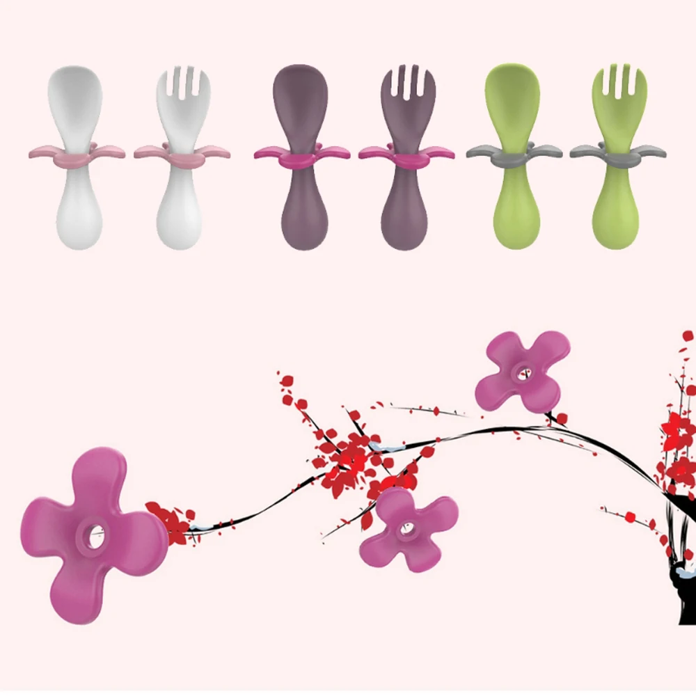 

New Baby Learn Eating Training Spoon Short Spoon Fork Set Infant Feeding Tableware Set Safe and Healthy Baby Kid Gadgets
