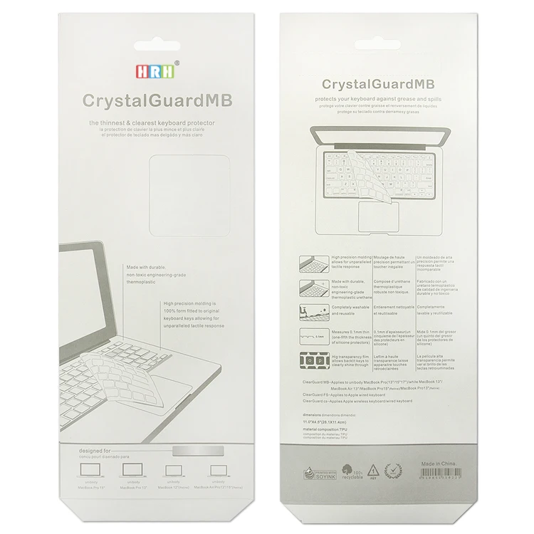 Защитный чехол для клавиатуры HRH из ТПУ США ЕС Macbook Air 11 13 Retina Pro 12 15 17 дюймов нового