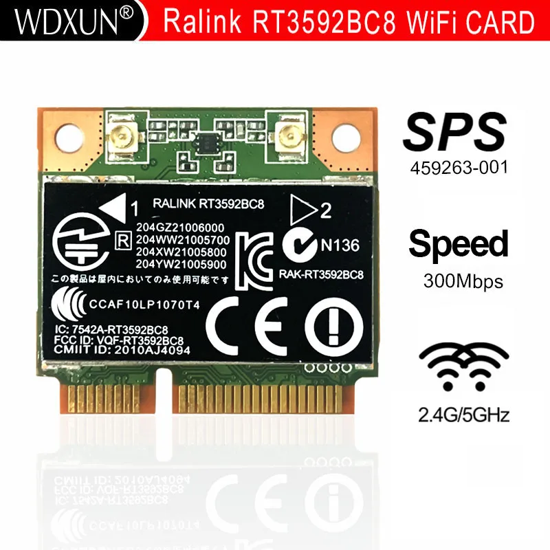 RALINK Rt3592 rt3592bc8 Двухдиапазонная 300 Мбит/с Wi-Fi половинная мини PCI-E Беспроводная-N карта SPS: 630813-001 для hp 4230s 4430s 4530s 4730s RALINK Rt3592 rt3592bc8 Двухдиапазонная 300 Мбит/с Wi-Fi половинная мини PCI-E Беспроводная-N карта SPS: 630813-001 для hp 4230s 4430s 4530s 4730s