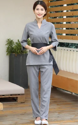 Light gray Салон красоты комбинезоны спа техник одежда костюм женский педикюр для ног здоровье клуб ванна для ног косметолога Рабочая форма - Цвет: Light gray