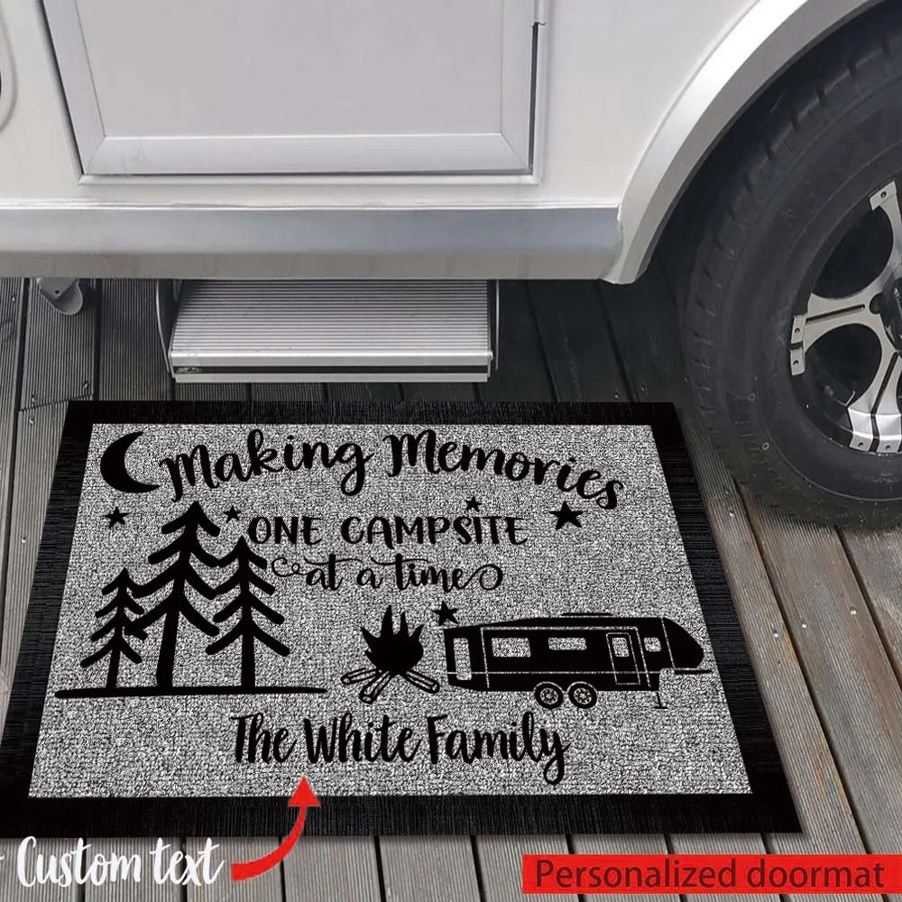 Custom Making Memories Camping Doormat - Personalized Custom Rubber Door Mat - Class A Rv Motorhome Camper