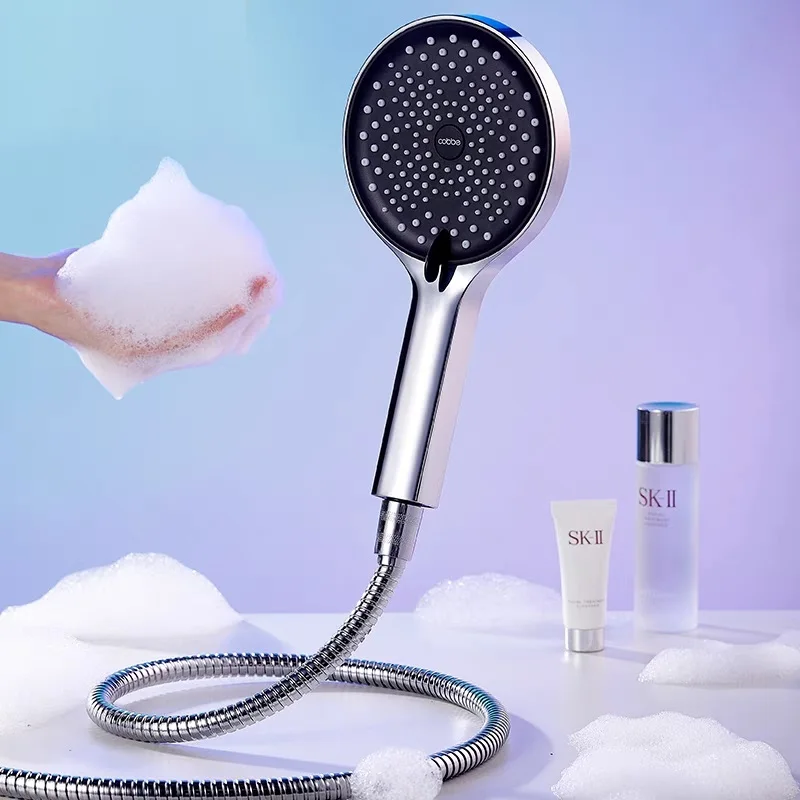 130Mm Large Panel Handheld Shower Head Two Water Outlet Modes Adjustable Starry Night Style Pressurized Water Saving Nozzle