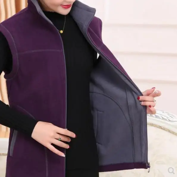 2020 Autumn Winter Vest Middle-Aged Women Plus Size Warm Fleece Womens Standing collar Vintage Coat Female 5XL LM89 | Женская одежда