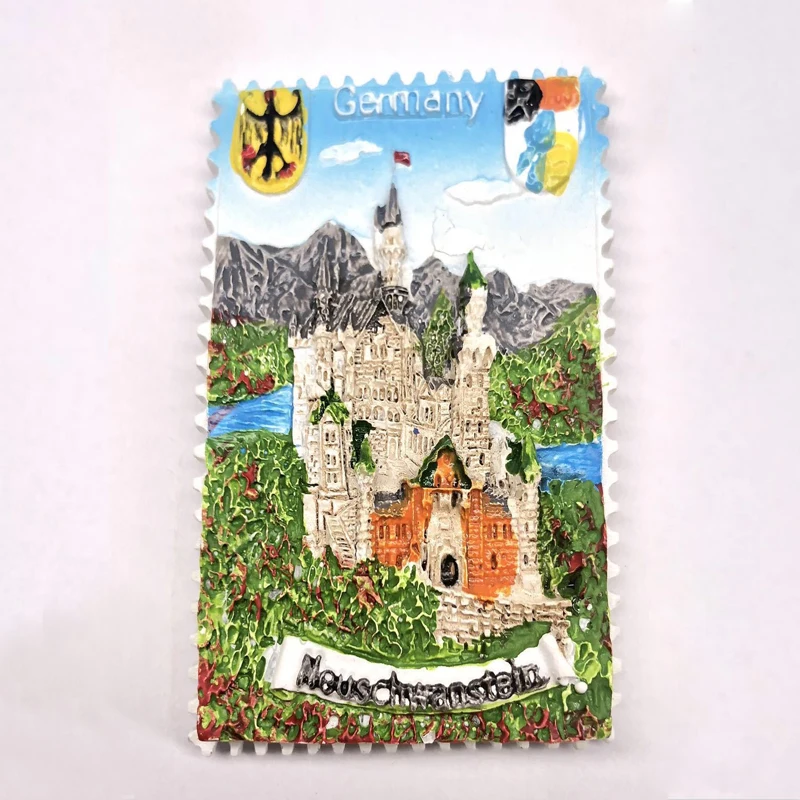 Swan Castle stamp Наклейки на холодильник зарубежные швейцарские туристические аттракционы сувениры трехмерные наклейки из смолы подарки на день рождения холодильник - Цвет: Swan Castle stamp