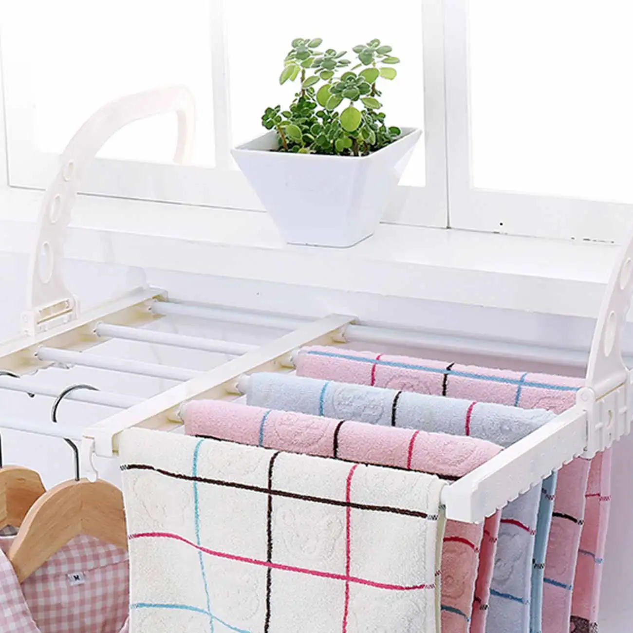 

Balcony Shoe Rack Foldable Retractable Windowsill Hanging Drying Rack Laundry Clothes Dryer Towel Storage Rack Clothes Hanger