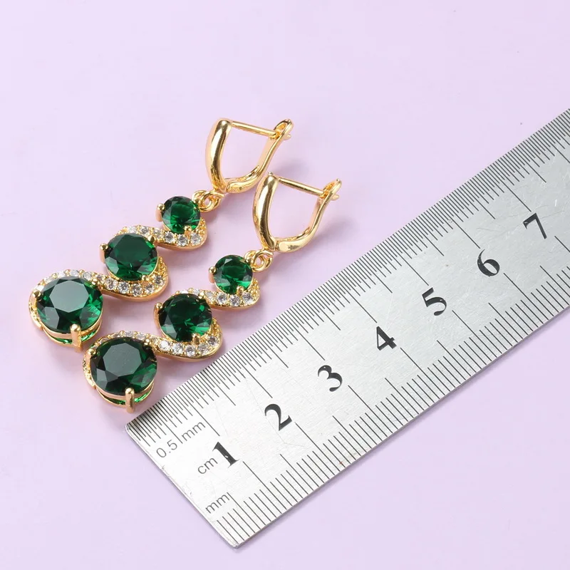 ААА + фианит костюм зеленый комплект ювелирных изделий золото-цвет африканские