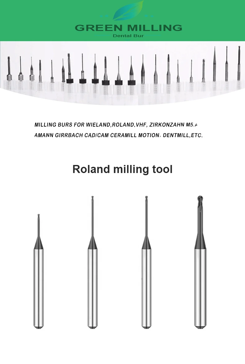 Ceramic and Diamond Coated Roland Cutters 0.6mm/1.0mm/2.0mm 3pcs/Lot CADCAM Milling Bur-Cad Cam Lab Tools Material