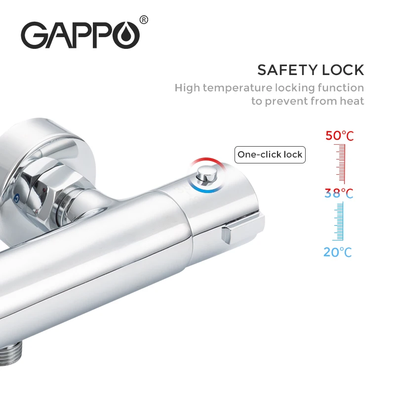Термостатический смеситель для душа GAPPO регулирующий клапан нижний настенный
