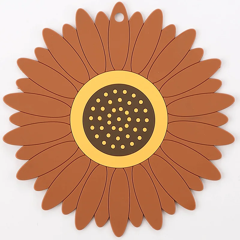 

Sun Flower Shape Table Mat Kids Yellow Plate Mat Food Grade Plastic Table Pad Waterproof heat insulation Kitchen Easy Clean