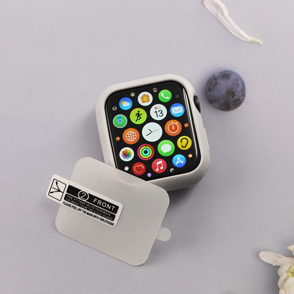 

Silicone Case + Hydrogel Film For Apple Watch 3 2 1 42MM 38MM Half Cover Protection Shell to iWatch 4 5 6 SE 40MM 44MM Bumper