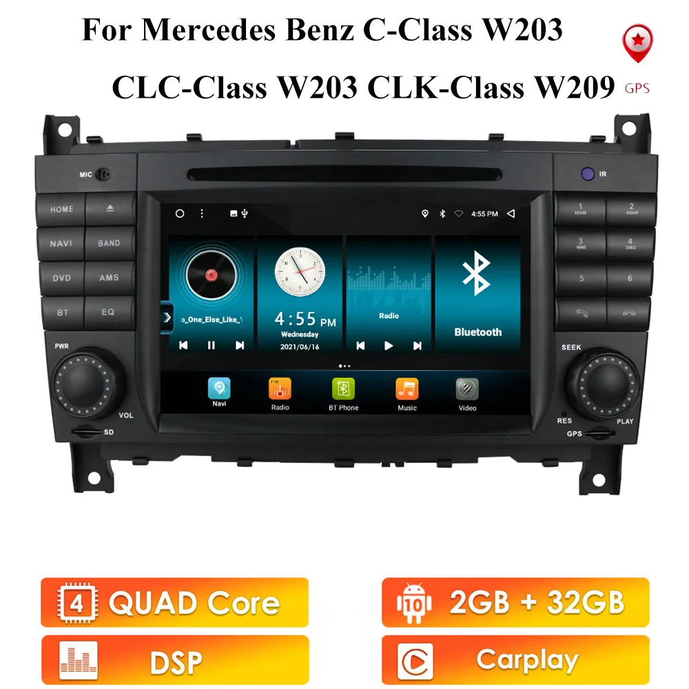 

Android Car Auto Radio DVD for Mercedes Benz W203 2004 - 2007 W209 2005 - 2011 CLC Car Player W203 RDS DSP Stereo Multimedia GPS