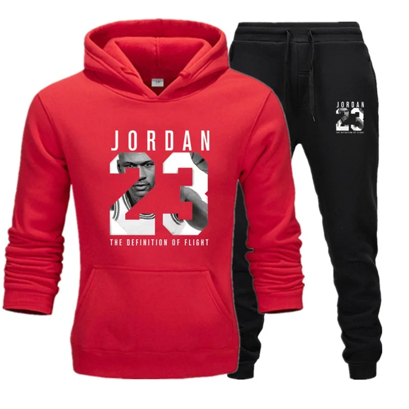 New Men Jordan 23 Hoodies Suit Tracksuit Sweatshirt Set Fleece Hoodie+Sweat pants Jogging Homme Pullover Sporting Track Suit 3XL