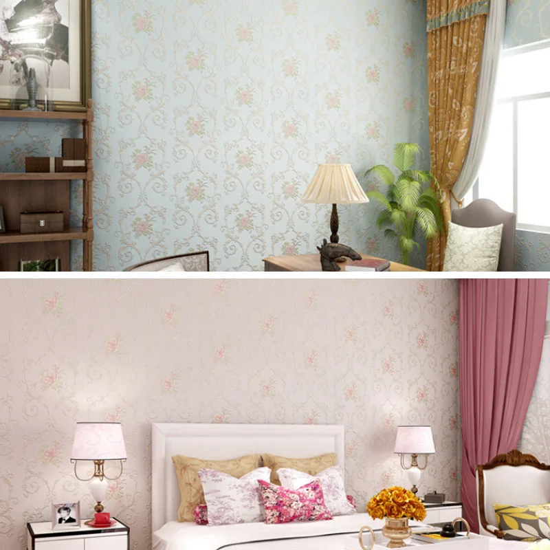 

3M 3D Wall Sticker Floral Embossed Wallpaper Roll Pastoral Self Adhesive Non-woven Wall Decor Stickers for Living Room Bedroom