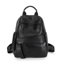 new 2022 soft genuine leather women backpack casual travel back pack bag preppy style girls schoolbag laptop knapsack black