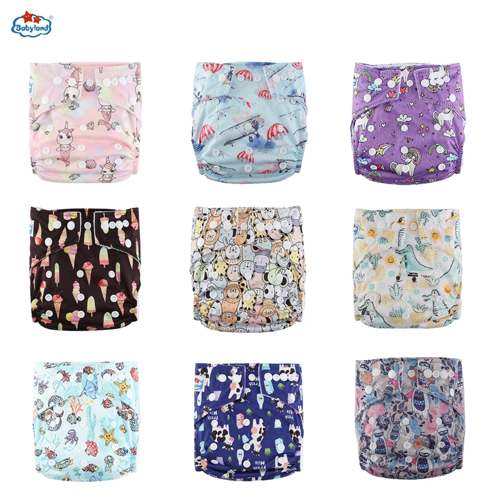 Babyland Newest Prints 25pcs/Lot Baby Cloth Diapers Economy Reusable Diapers Washable Nappy ECO-Friendly Diapers Baby 3-15KG