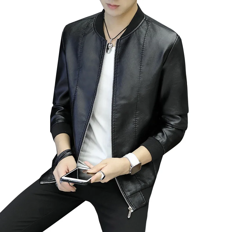 

Новое поступление Мужская Меховая куртка большого размера однотонная куртка из искусственной кожи с воротником-стойкой мужская куртка