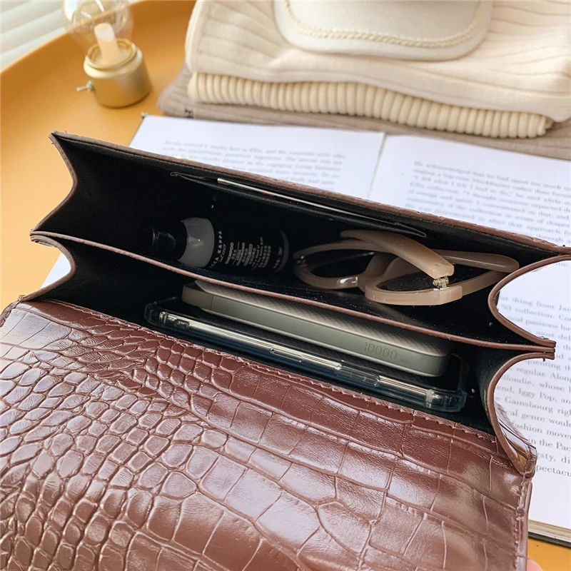 

Vintage Crocodile Pattern Small Crossbody Bags For Women Famous Brand Design High Quality PU Leather Female Shoulder Bags 2021