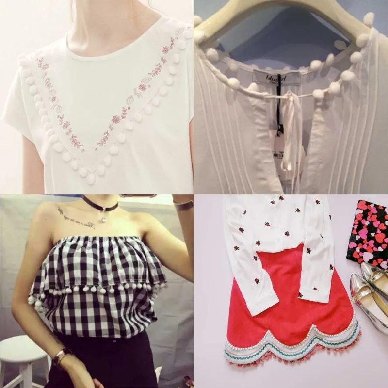 Аксессуары для шитья из кружевной ткани 12 мм с помпоном отделкой бахромой