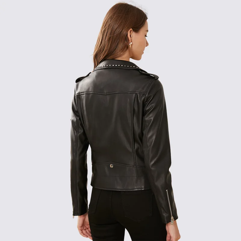GOPLUS Женская Байкерская байкерская куртка на молнии с заклепками размера плюс
