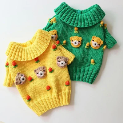 

Bear knit Dog sweater puppies Outfits Schnauzer Teddy Bichon Hiromi Dog Costume cat autumn winter Small dogs clothes pets