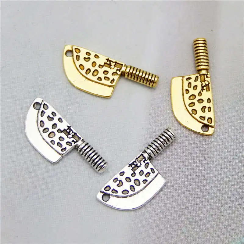 Julie Wang 40PCS Small Knife Charms Golden Antique Silver Color Kitchen Pendant Bracelet Alloy Jewelry Making Accessory | Украшения и