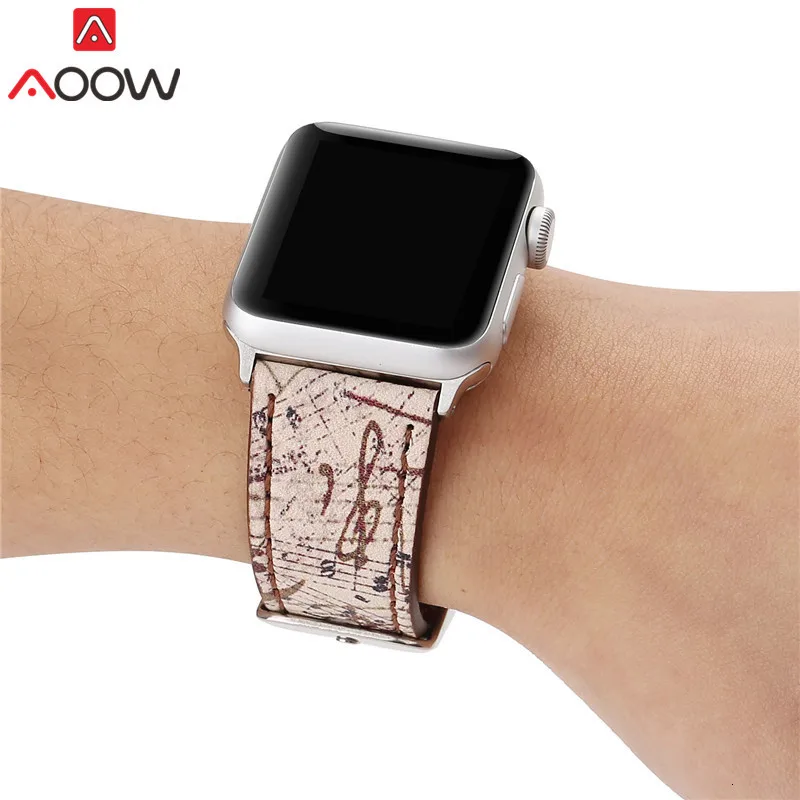 Винтажный кожаный ремешок для часов Apple Watch 38 мм 42 мм красный цветочный принт для женщин и мужчин сменный мужской т-браслет ремешок для iwatch 1 2 3