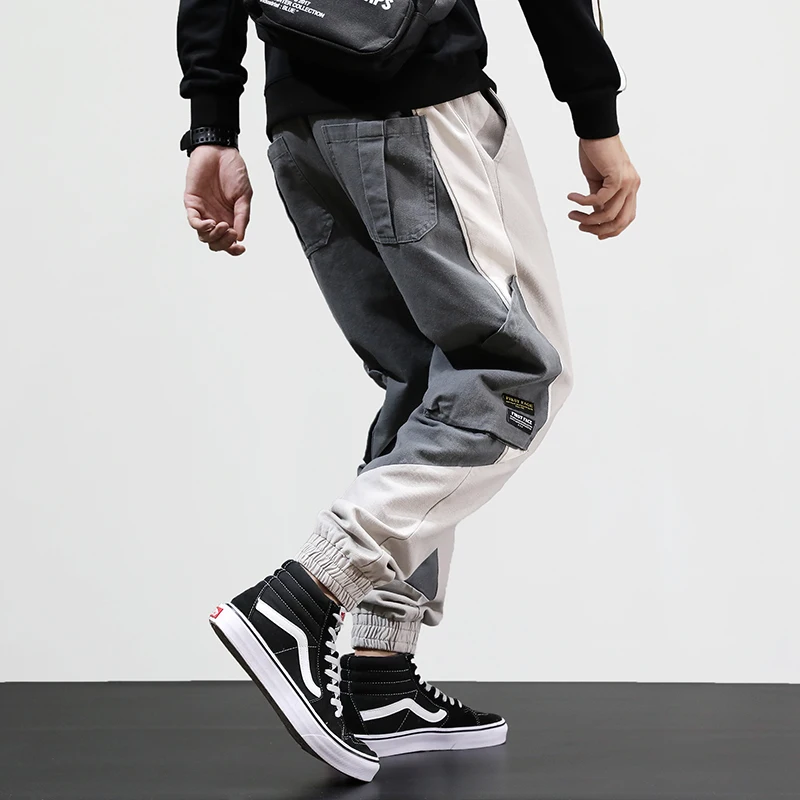 Модная уличная одежда мужские джинсы черный серый цвет свободные сшитые