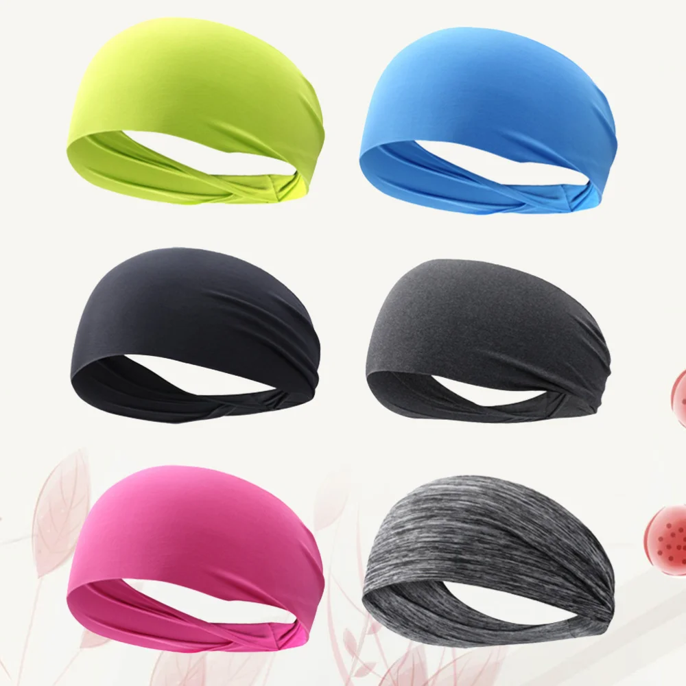 6pcs Unisex Sports Headband Elastic Hair Bands Quick Drying Head Wrap for Yoga Running Fitness Workout Gym Exercise Random Color | Спорт и